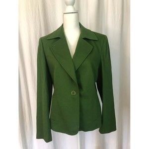 Gerard Darel Women's 44 Wool and Cashmere Blend Green Blazer Made in France